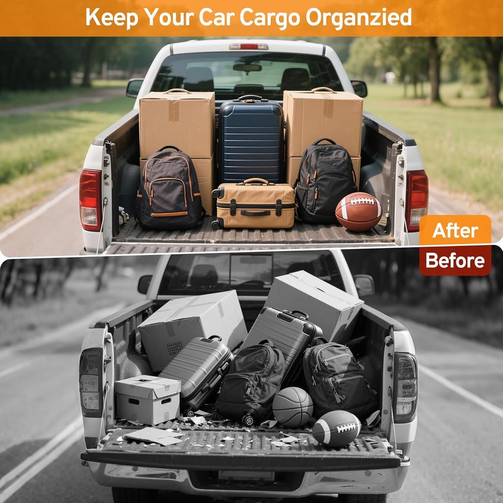 Cargo Net for Pickup Truck Bed Compatible with Nissan Frontier 2Dr 4Dr SV 4X Crew Cab KingCab 2000-2026 Accessories Mesh Organizer Stretchable 4'x4'