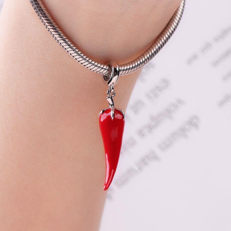 Classic Fashion Copper Red Pepper And Colorful Lantern Pepper Charm Pendant Fit For Original Bracelet Diy Women'S Jewelry