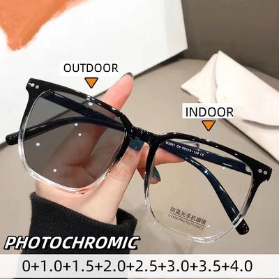 Women'S Intelligent Photochromic Plus Diopter Glasses Outdoor Color Changing Sunglasses Trendy Reading Prescription Eyeglasses