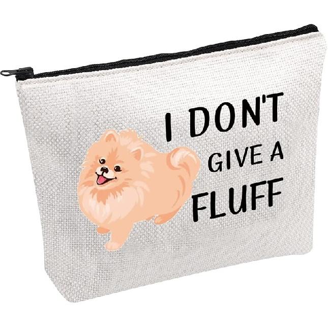 PWHAOO Pomeranian Dog Zipper Pouch Bag I Don’t Give A Fluff Cosmetic Bag Pomeranian Lover Gifts (GIVE A FLUFF B) GIVE A FLUFF B