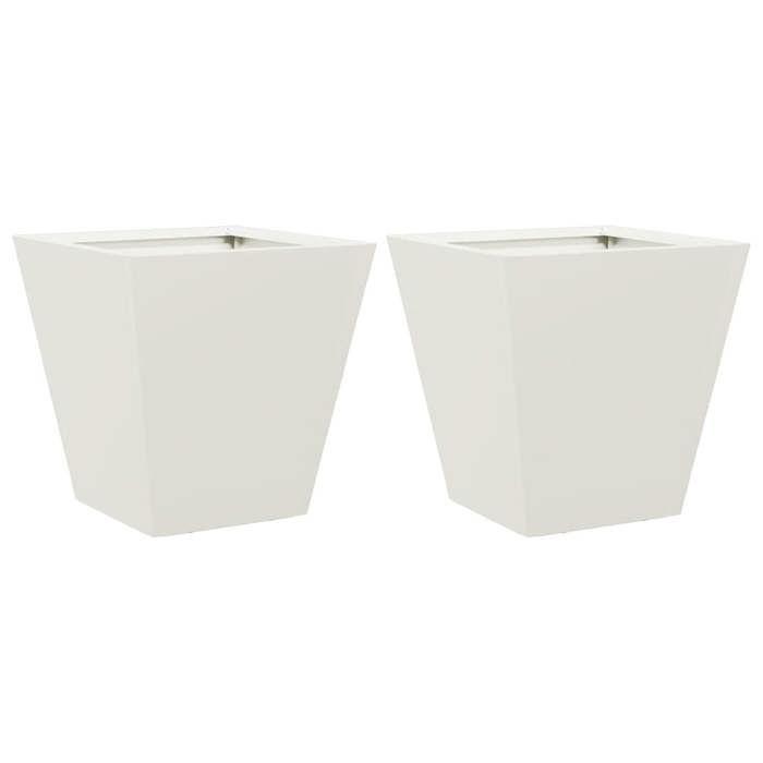 VidaXL Planters 2 Pcs White 30x30x30 Cm Steel, Outdoor Planter, Flower Box, Garden Box, Planter of 851041