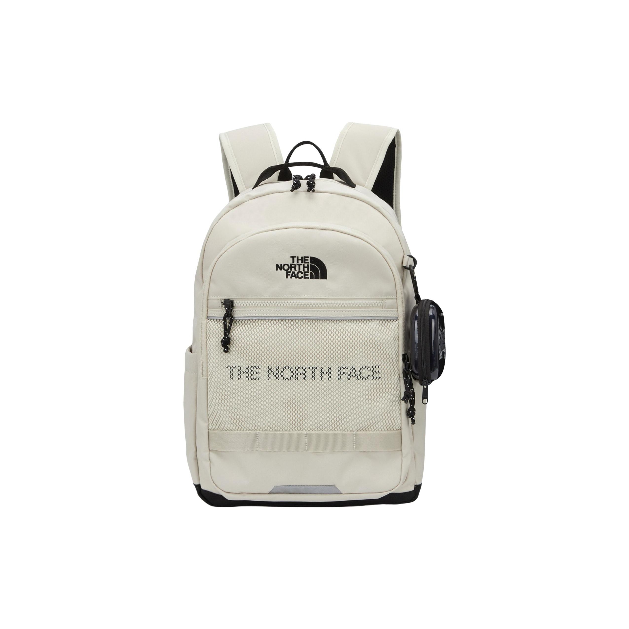 The North Face 18L Front Logo Printed Zipper Closure Backpack Unisex Backpack Cream NM2DQ06S Cream