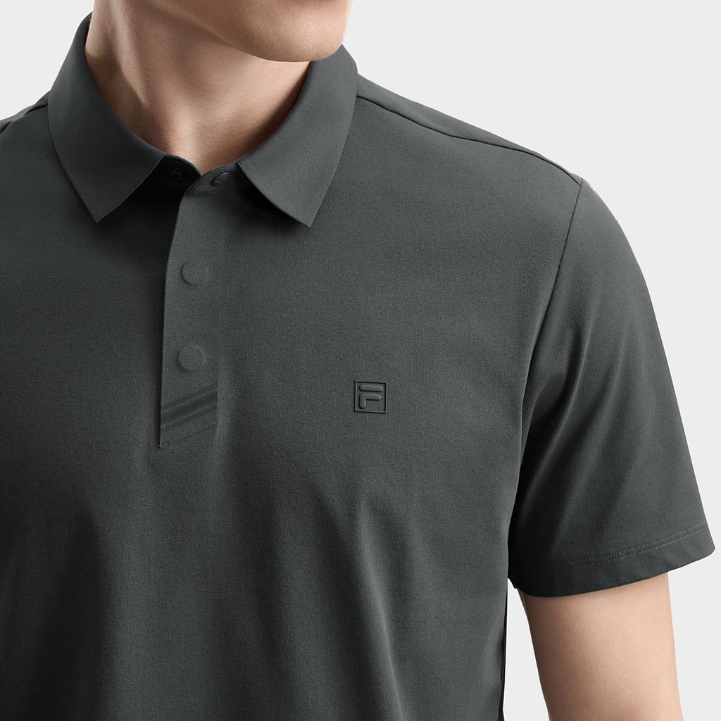Fila F.C. Classic Minimalist Basic Casual Light Business Versatile Comfortable Knitted Short Sleeve Polo Shirt Men Tops Shadow-Gray F11M621103FCC