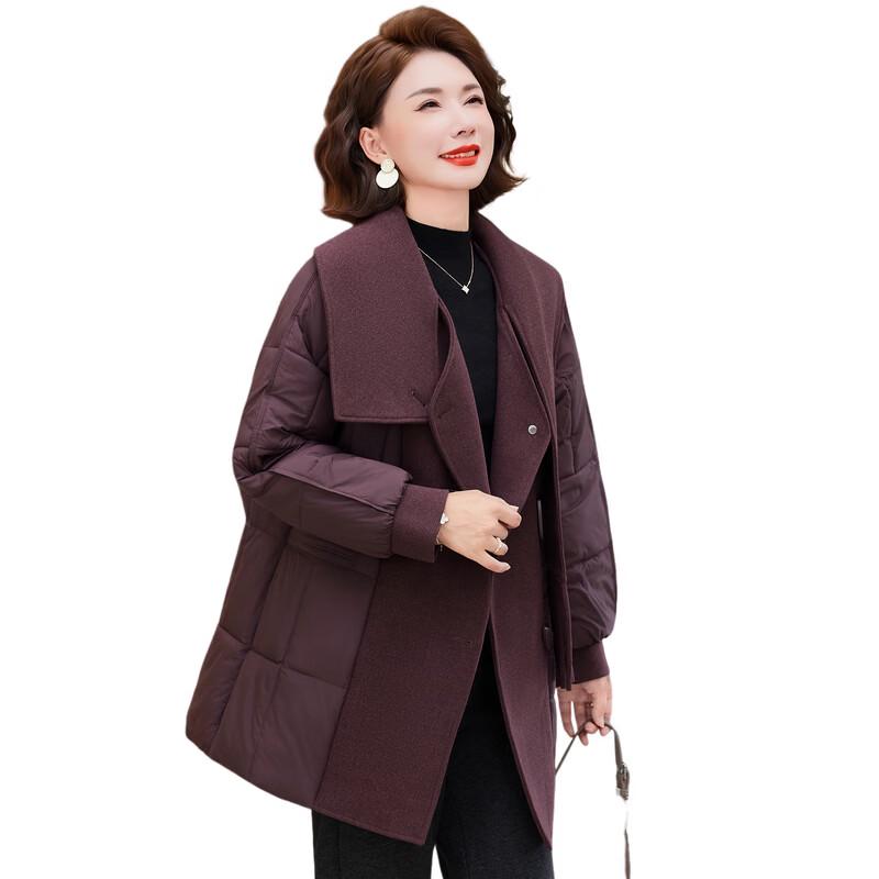 TUCANO Women's Warm Knit-Spliced Winter Jacket with Scarf Collar