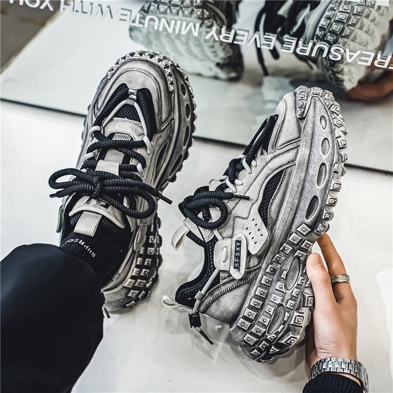Platform men's shoes summer new mesh breathable sports casual shoes non-slip heightening student personality dad shoes trendy shoes