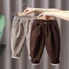 Children's Clothing Baby Warm Fleece Pants Winter Striped Trousers Elastic Cuff Boys Girls Kids Pant