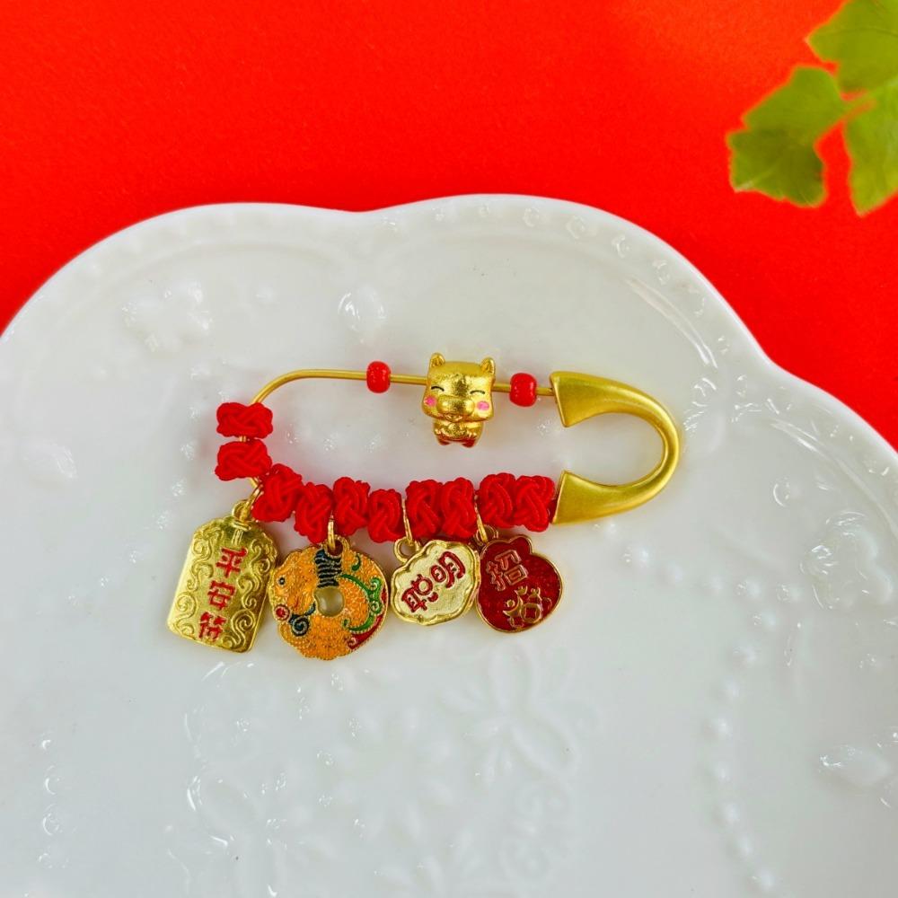 Gold Color Zodiac Horse Brooch Pendant Pony Sand-plated Ornaments Guardian Brooch  Newborn Baby