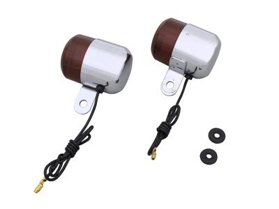 SHIFT UP 200372-10 Neoclassical Turn Signal, Plated Body/Dark Orange Lens, /10w, Pack of 2