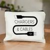 New Canvas Charger Storage Pouch Print Design Zipper Closure Cable Organizer Bag Large Capacity Cosmetic Organizer Travel Use