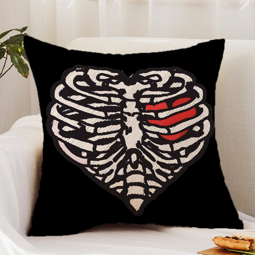 Cool S-Skull Heart Cushion Cover Premium Comfort Reversible Pillow Cover - Dual - Use Design for Home & Car
