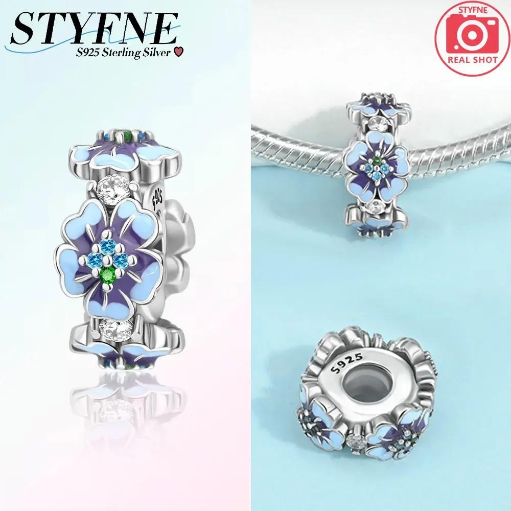 Copper Flower With Various Shapes Sparkling Zircon Sunflower Charms Beads Fit Original Bracelets Diy Jewelry