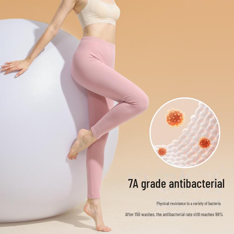 7A Antibacterial Thin Infrared Heating Trousers - Unisex High Waist Warm Threaded Pants for Spring and Autumn