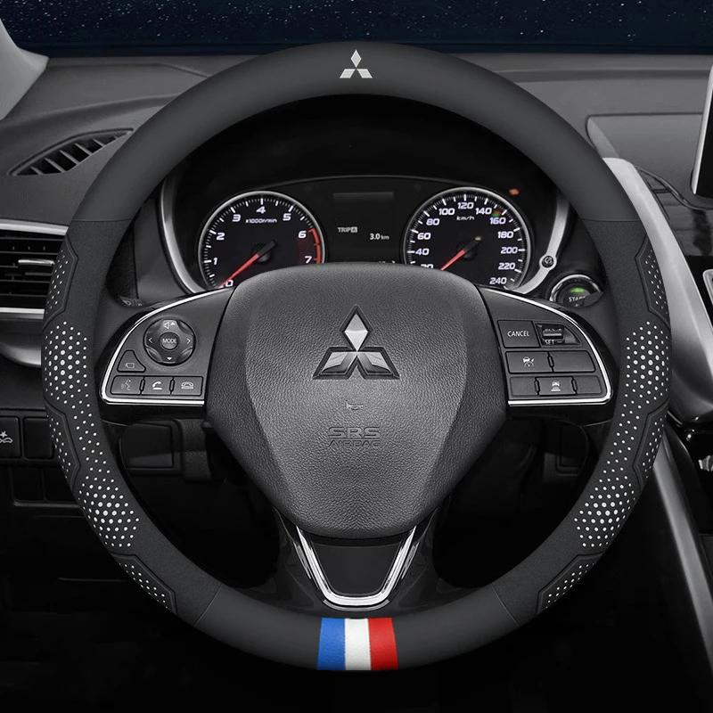 For Mitsubishi Outlander Pajero Asx Colt Lancer Evolution X L200 Triton RALLIART Car Anti-Slip Carbon Fiber Steering Wheel Cover AV2