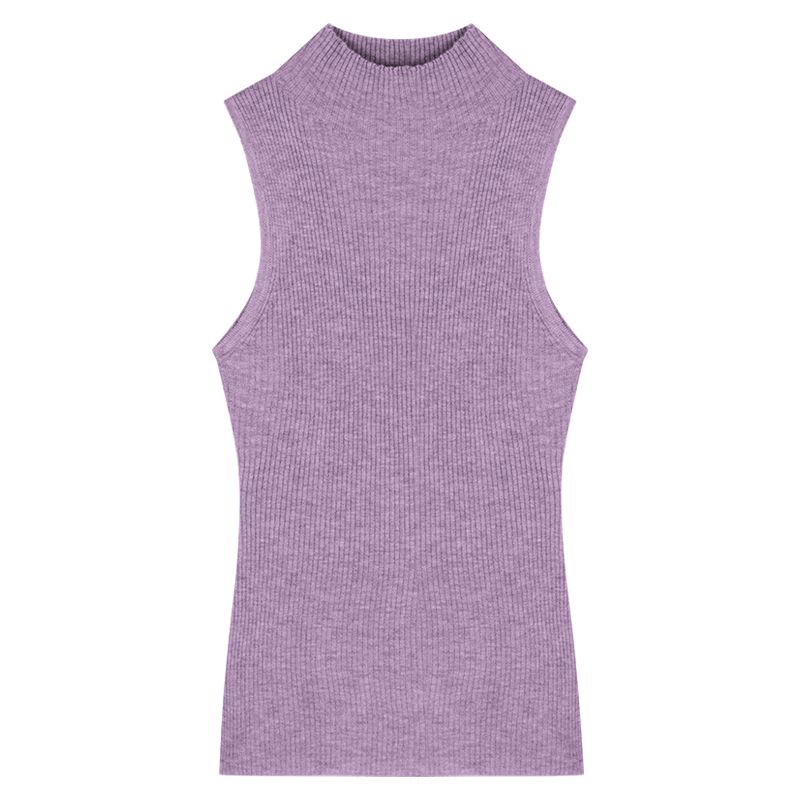 

Fashion Sexy Half Turtleneck Knitting Camisole Women s Pure Desire Sexy Sleeveless Silm Bottoming Shirt Inner Wear Blouse Summer Purple All yards