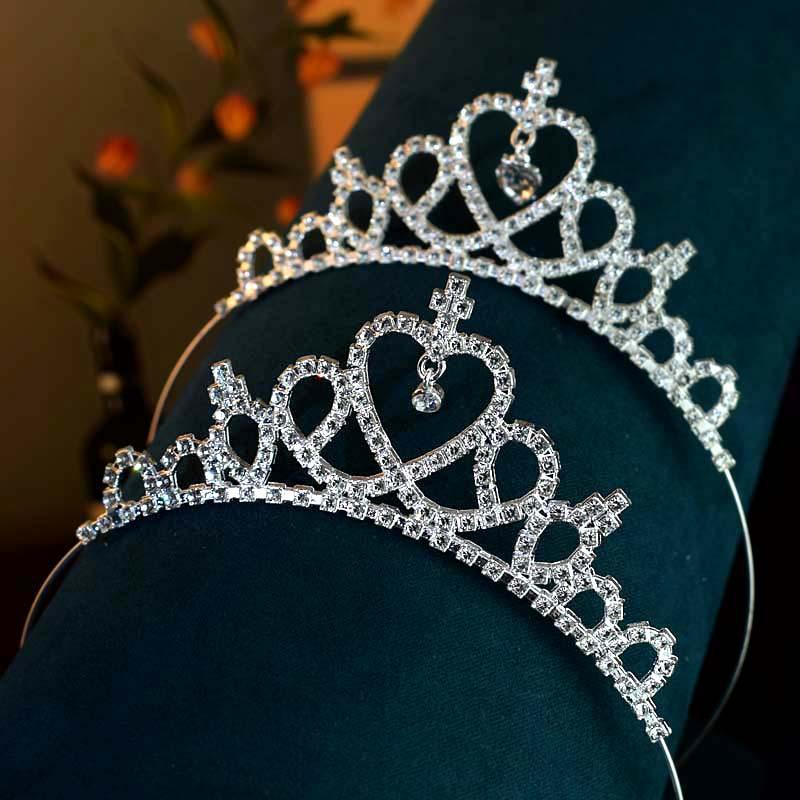Children's Crystal Headband Cross Headpiece  Princess Crown  Crown Headpiece  Korean Version Exquisite Little Girl Headband