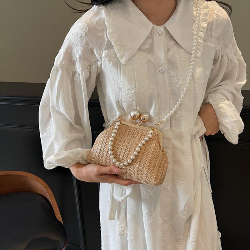 Summer Woven Straw Tote Bag Casual Beach Vacation Women Shoulder Bags Large Capacity Female Handbag KTB