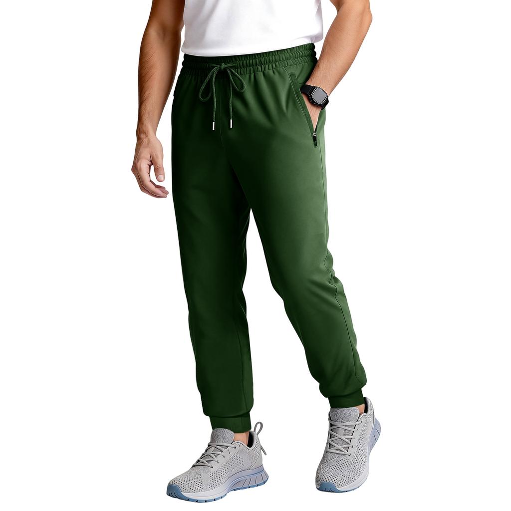 Men's Tapered Joggers With Zipper Pockets | Elastic Quick-Dry Athletic Pants For Workout & Running