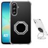 Case for Samsung Galaxy A27 5G, Transparent Shockproof Silicone with Silver Metal Stand