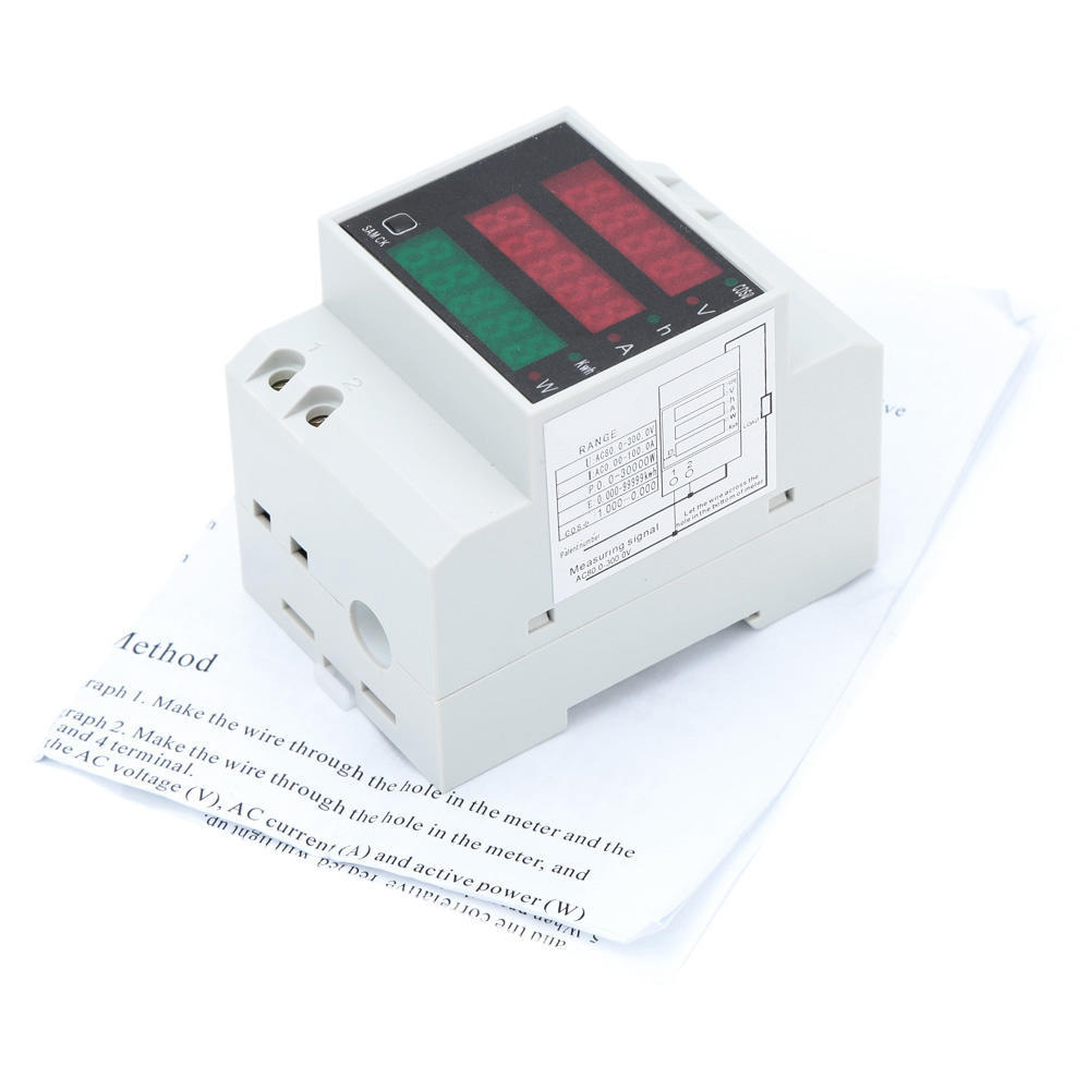 AC80-300V 100A Multi-functional Digital Din Rail Current Voltage Power Factor Meter Ammeter