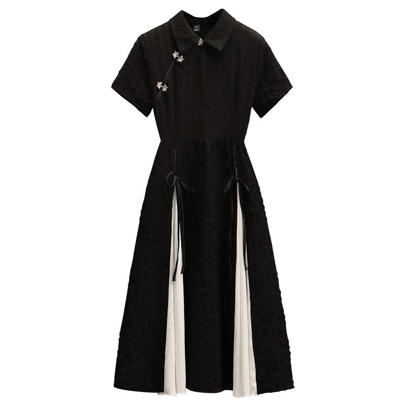Women's Plus Size Summer Qipao: Gentle Chinese Style Tea Break Little Black Dress
