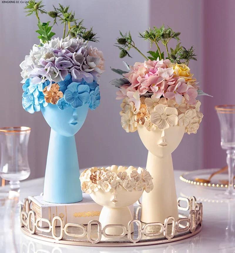 Nordic Decoration Home Flower Vase Living Room Decoration Vases Cute Girl Arranging Flower Container Desktop Accessories