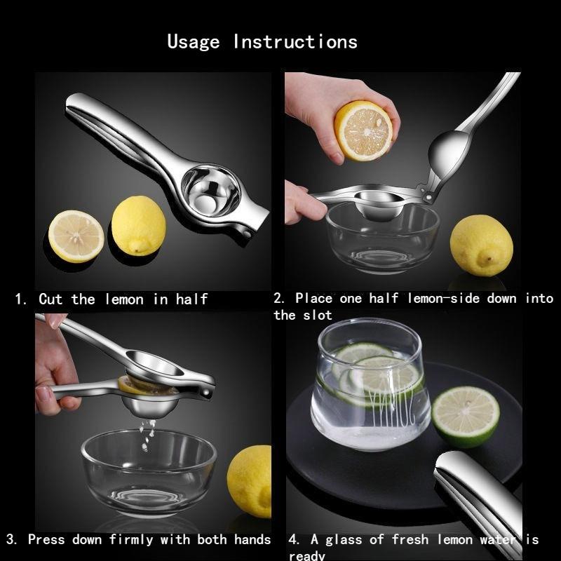 Hochleistungs-Zitronenpresse aus Edelstahl - Manuelle Zitruspresse für Zitrone, Orange & Limette Mühelose Handpresse Fruchtsaftbereiter