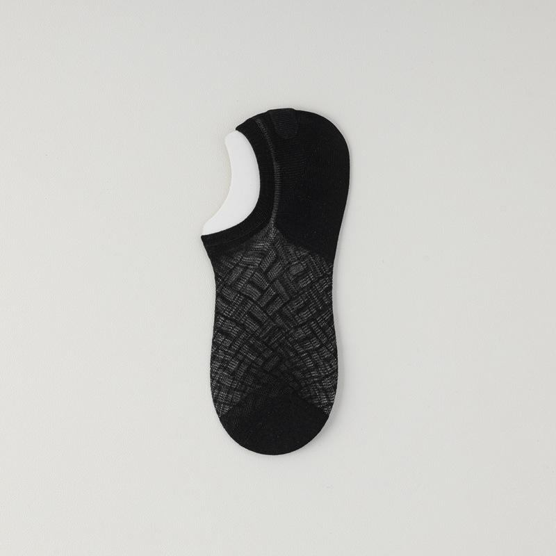 

5pair Mesh Ultra-Thin Boat Socks Men S Boneless Non-Slip Can T Fall Off Short Tube Men S Socks Solid Color Versatile Light Mouth Invisible Men S Socks One size fits all чорний