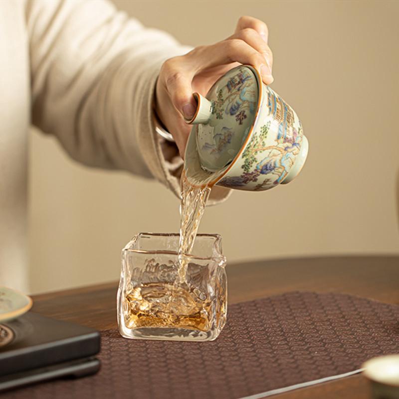 Chinese Ru Kiln Ceramic Gaiwan Teapot Handmade Landscape Tea Tureen Household Tea Bowl Kettle Travel Portable Teaware Tea Set