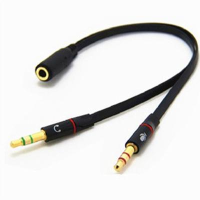 3.5MM Audio To 2 Male Headset Microphone Y Splitter Cable Adapter