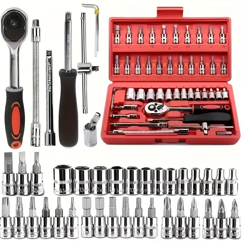 Multifunctional maintenance sleeve set 46-piece set Car motorcycle Household hardware tools