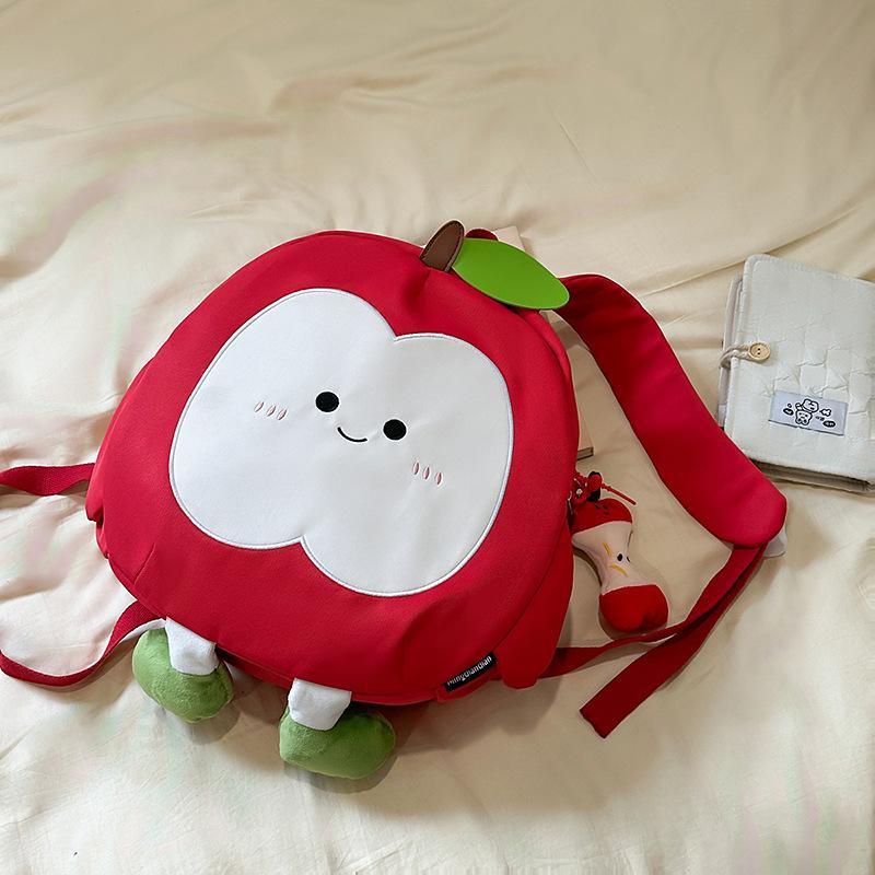 Cute Apple Backpack Women's New Cartoon Travel Backpack Junior High School Student Leisure Class Schoolbag Tide