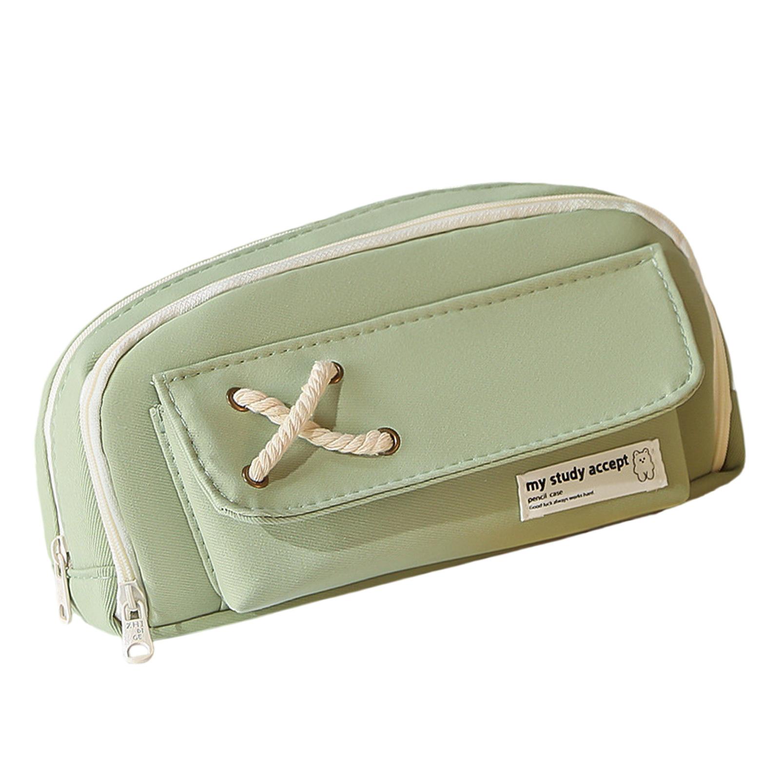 

Пенал для девочек, пенал для канцелярских принадлежностей, косметичка, холщовая сумка для ручек, органайзер для карандашей, канцелярский чехол для школы и офиса зелёный