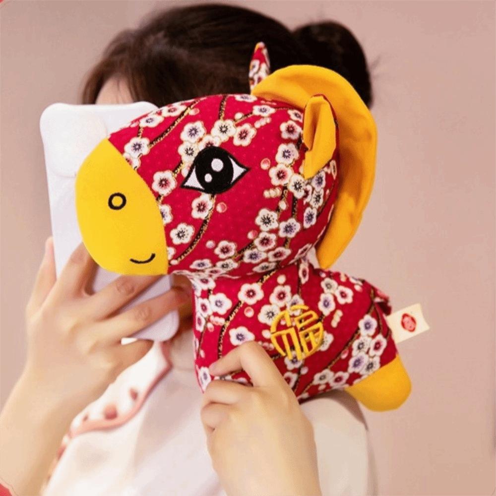 Chinese Style Plush Horse Stuffed Animal Toy PP Cotton Chinese Horse Plush Doll Festive Decor