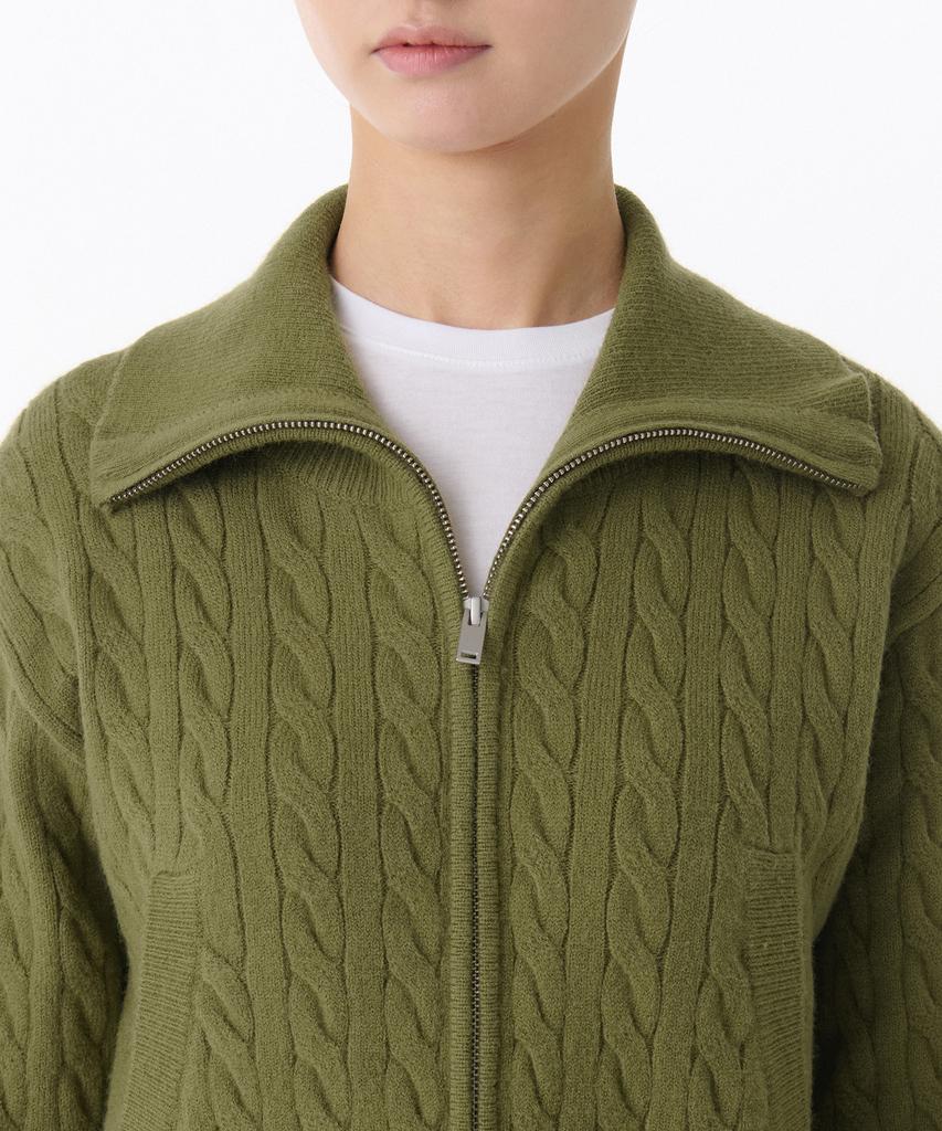 MUSINSA STANDARD WOMAN Women'S Cable Knit Zip-Up [Light Moss]