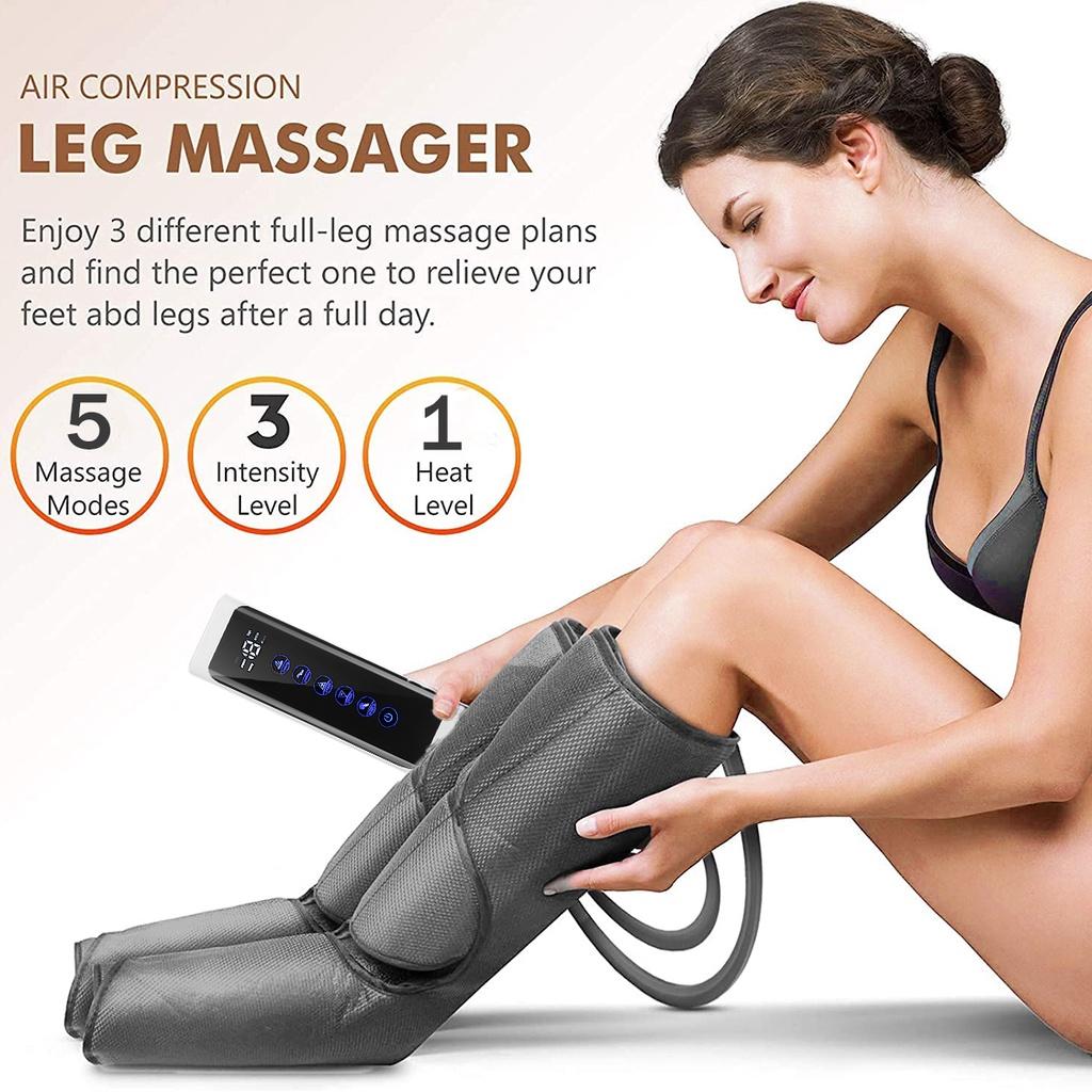 24W 6 Modes  Air Compression Leg Massager Heated for Foot and Calf Thigh Circulation with Handheld Controller 3 Intensities