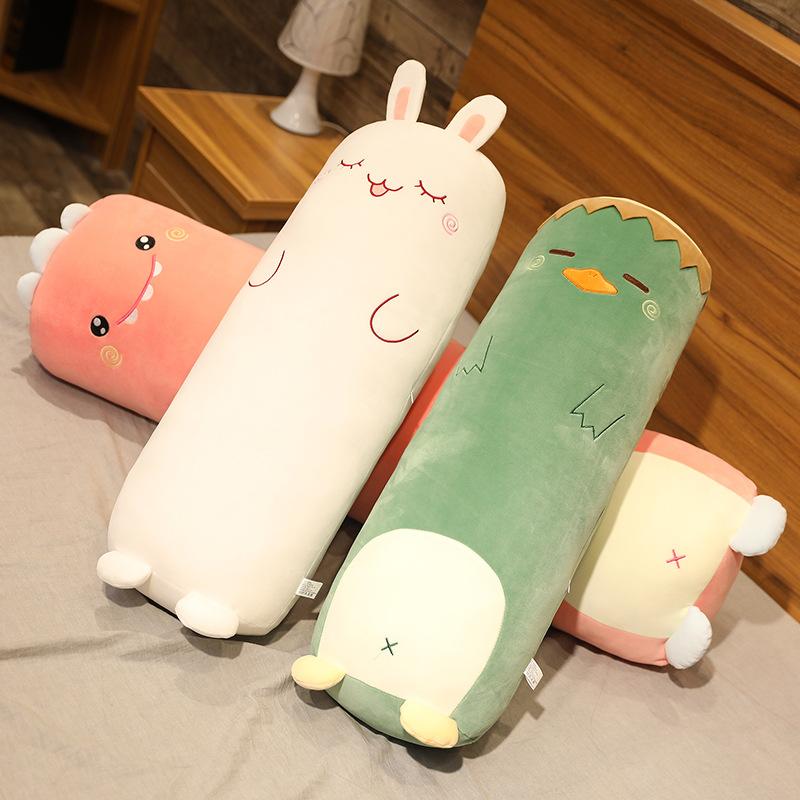 Dessin Animé Animal Dinosaure Cochon Lapin Ours Husky Canard Peluches Jouets Remplis Doux Long Oreiller de Sommeil Poupée Coussin Cadeau Filles