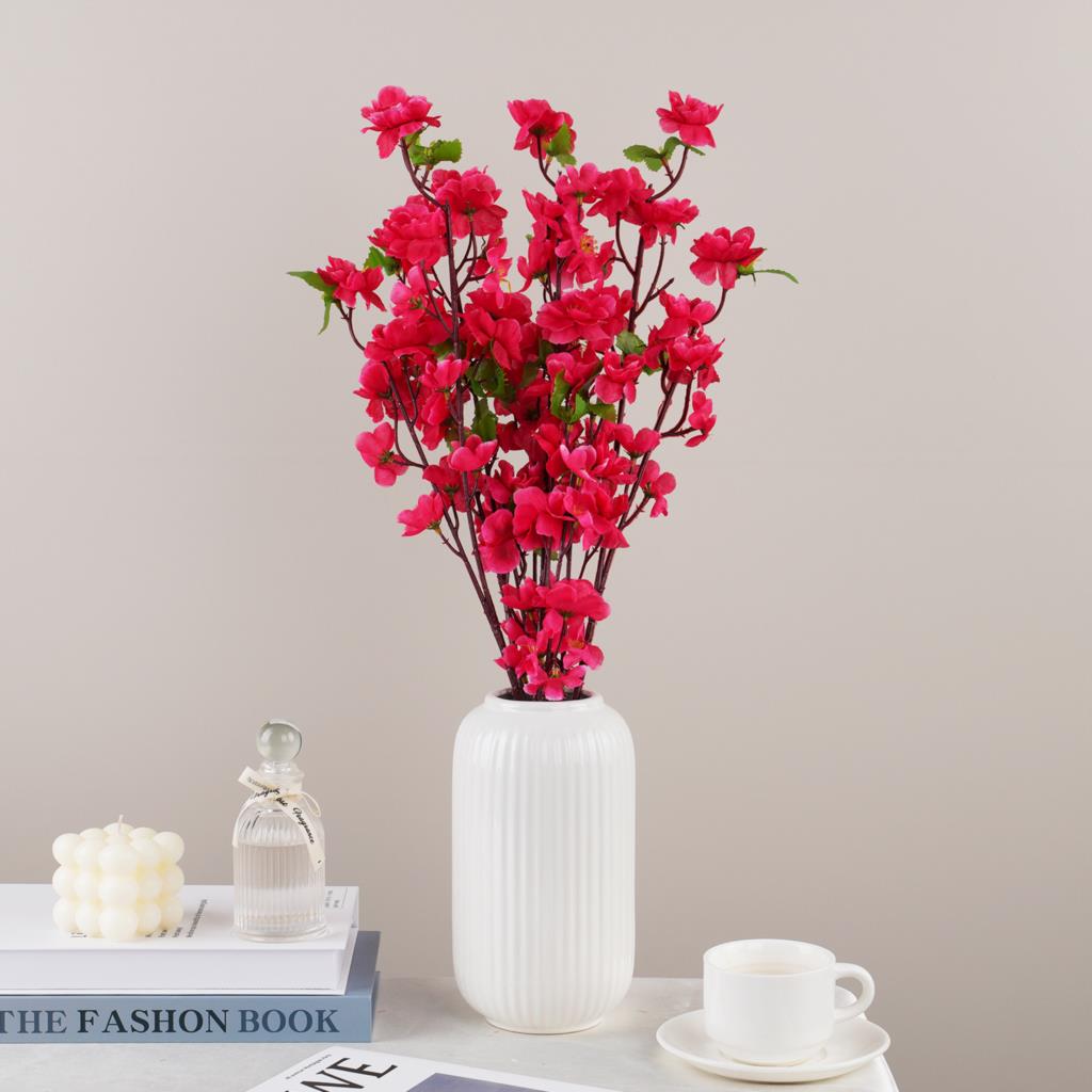 Artificial Flower Silk Peach Blossom Branch Plum Cherry Blossom Party Arrangement Accessories for Office Table Hotel Decoration