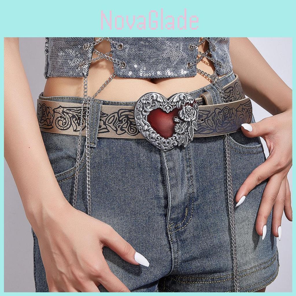 Unique Retro Embossed Heart Belt Gothic Dark Punk Style Y2k Waistband Unisex