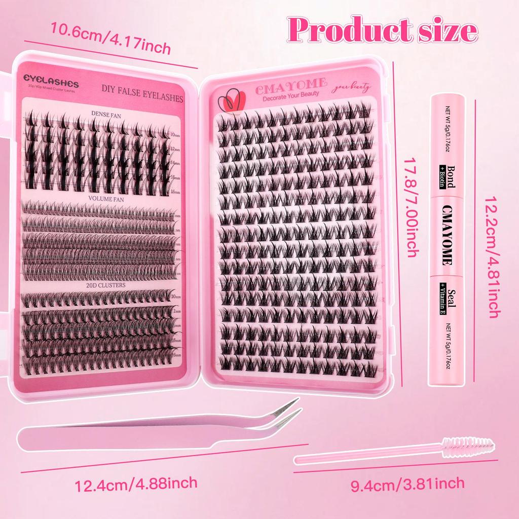 Premium DIY Mixed Cluster False Eyelash Set - 547 Dense, Curled Segments for a Customized Look