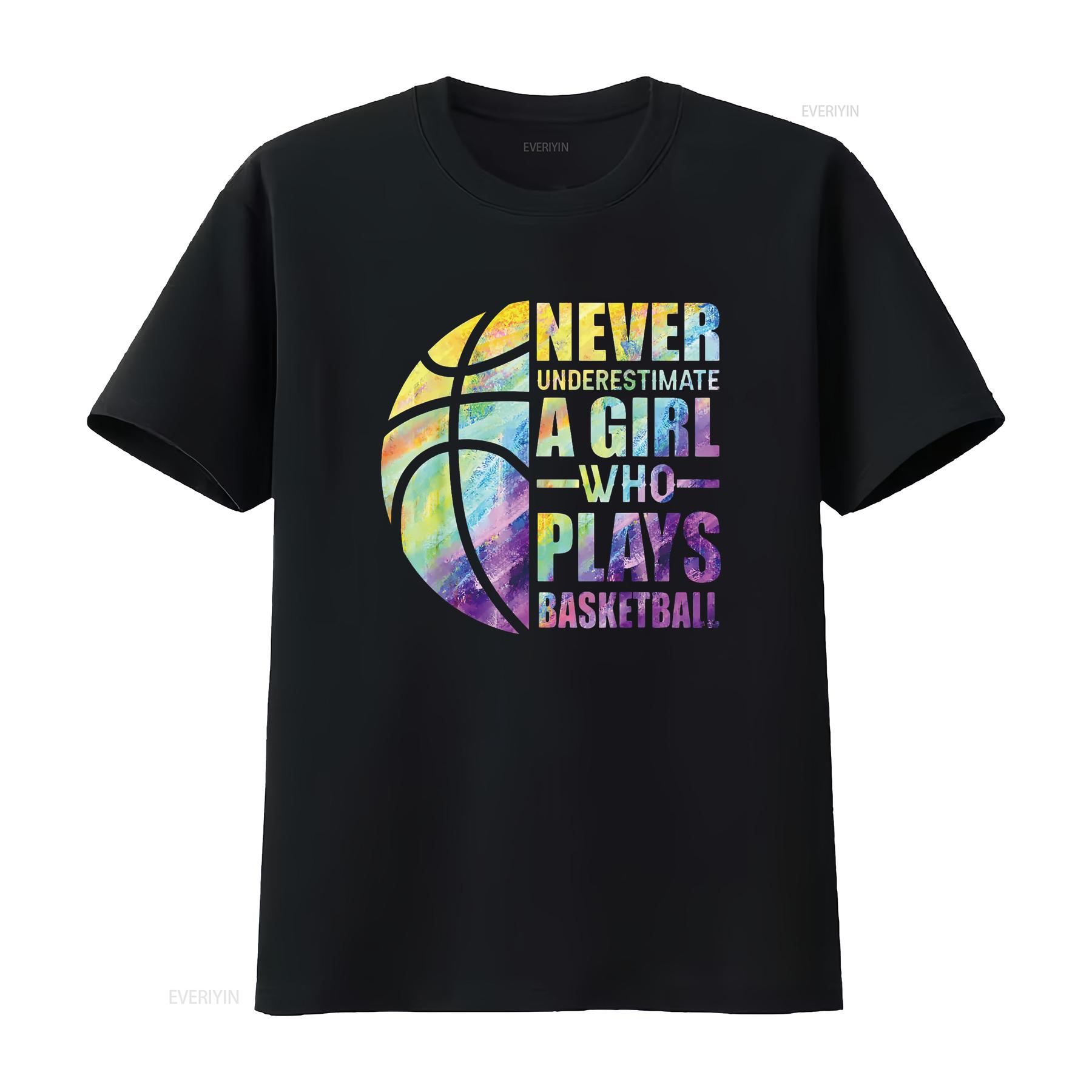 

Hoops Girls Never Underestimate A Girl Who Plays Basketball T Shirt vintage Washed Versatile Unisex fashion Soft Breathable 4XL