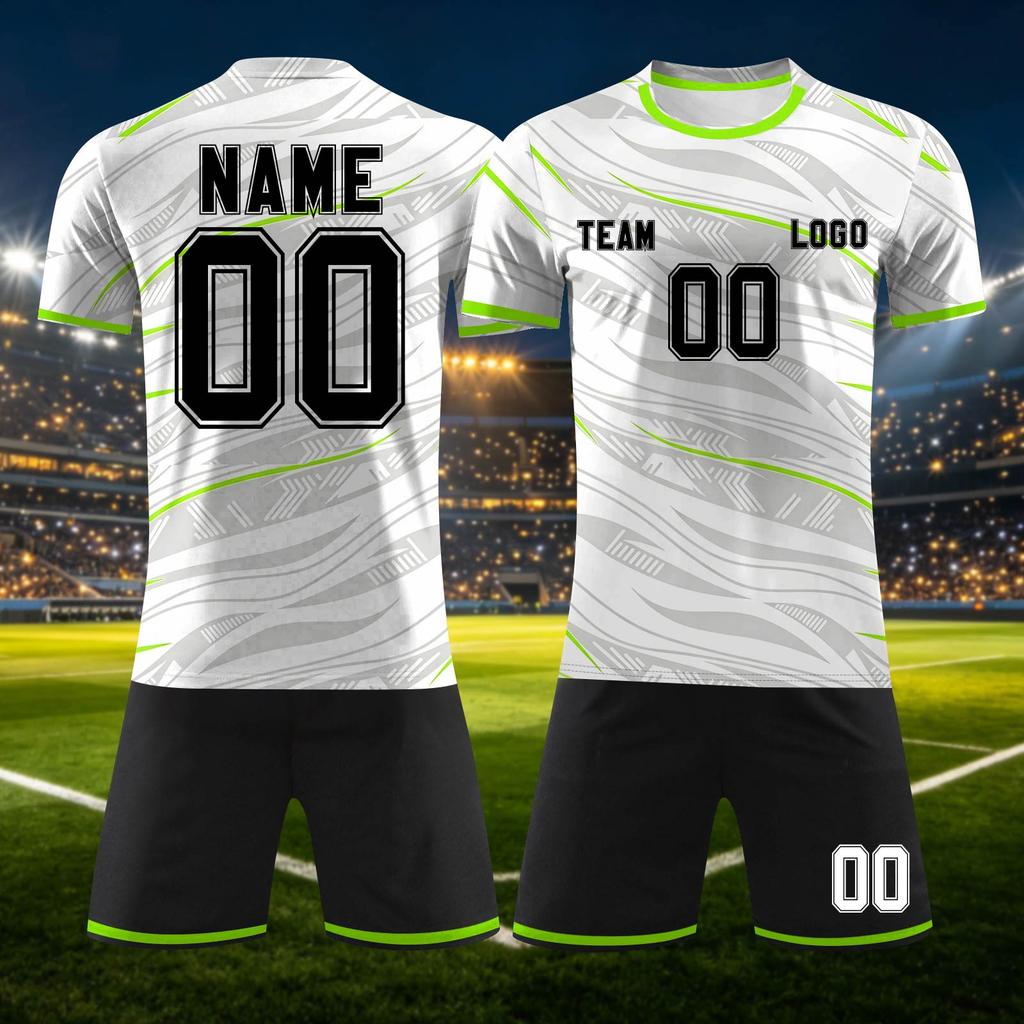 Customizable DIY Sports Jersey Set with Personalized and Number for Team Training or Short Sleeve Top and Shorts Suitable for Adults and Youth