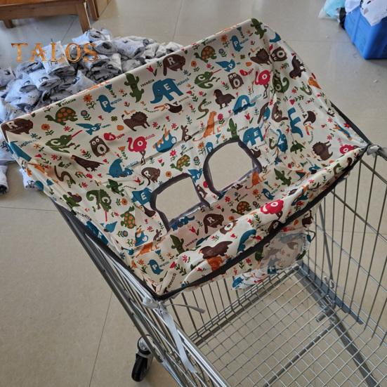 Baby Shopping Cart Cover Cartoon Print Heavy Duty Foldable Waterproof Machine Washable Kids Toddler Infant High Chair Grocery Cart Seat Cover