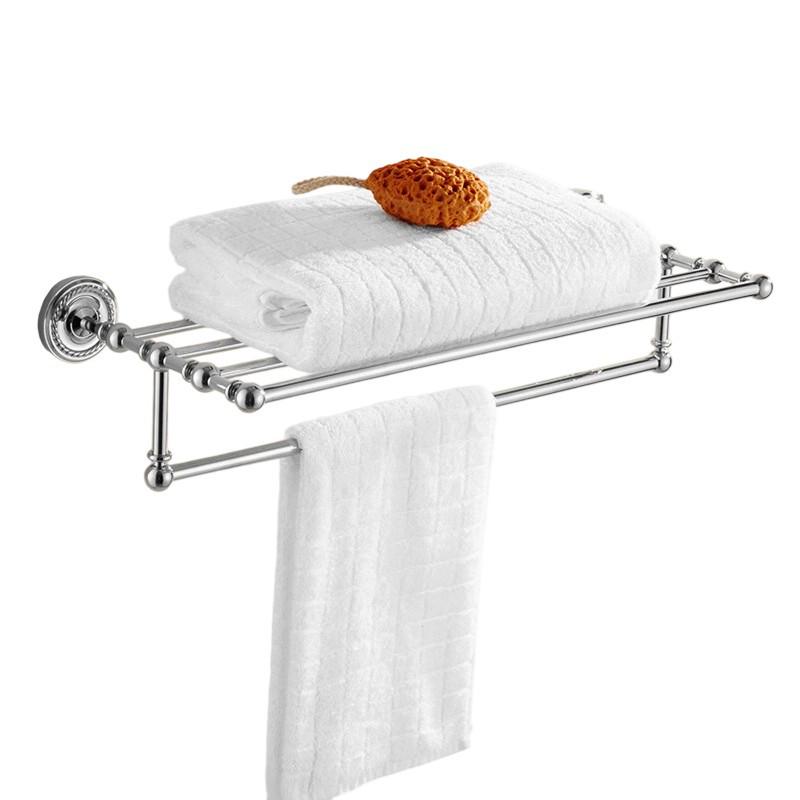 Badezimmer-Handtuchhalter-Set im europäischen Stil, Silber, Vollkupfer