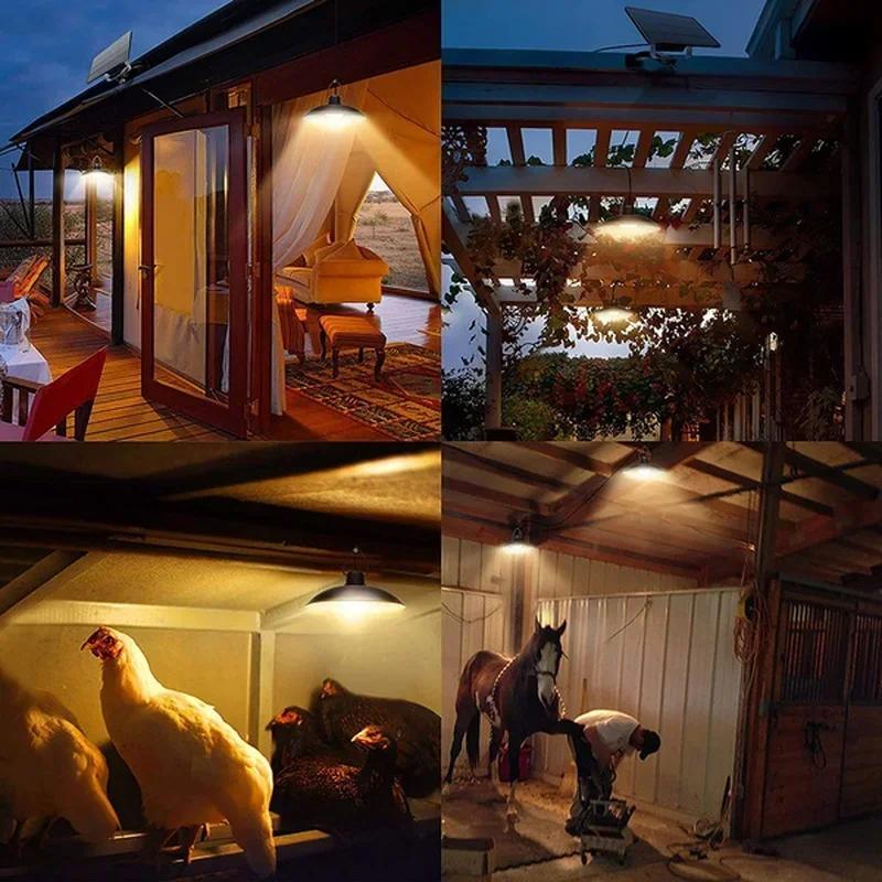 Solarna lampa wisząca Zewnętrzna wodoodporna lampa LED Dwugłowicowy żyrandol Dekoracje z pilotem do pomieszczenia w stodole