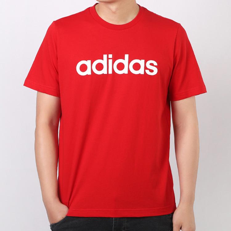Adidas Neo Letter Logo Straight T-Shirt Men Tops Red GJ8943
