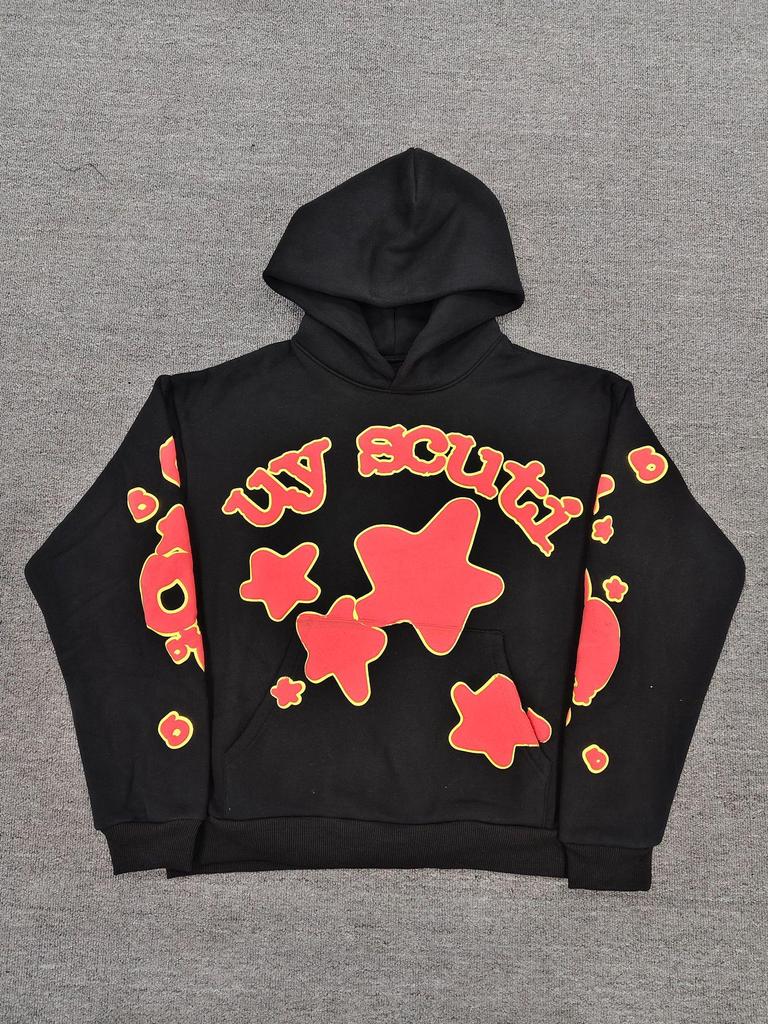 Spider Web Print Men's Heavyweight Hoodie - Trendy, Loose Fit with Plus Velvet