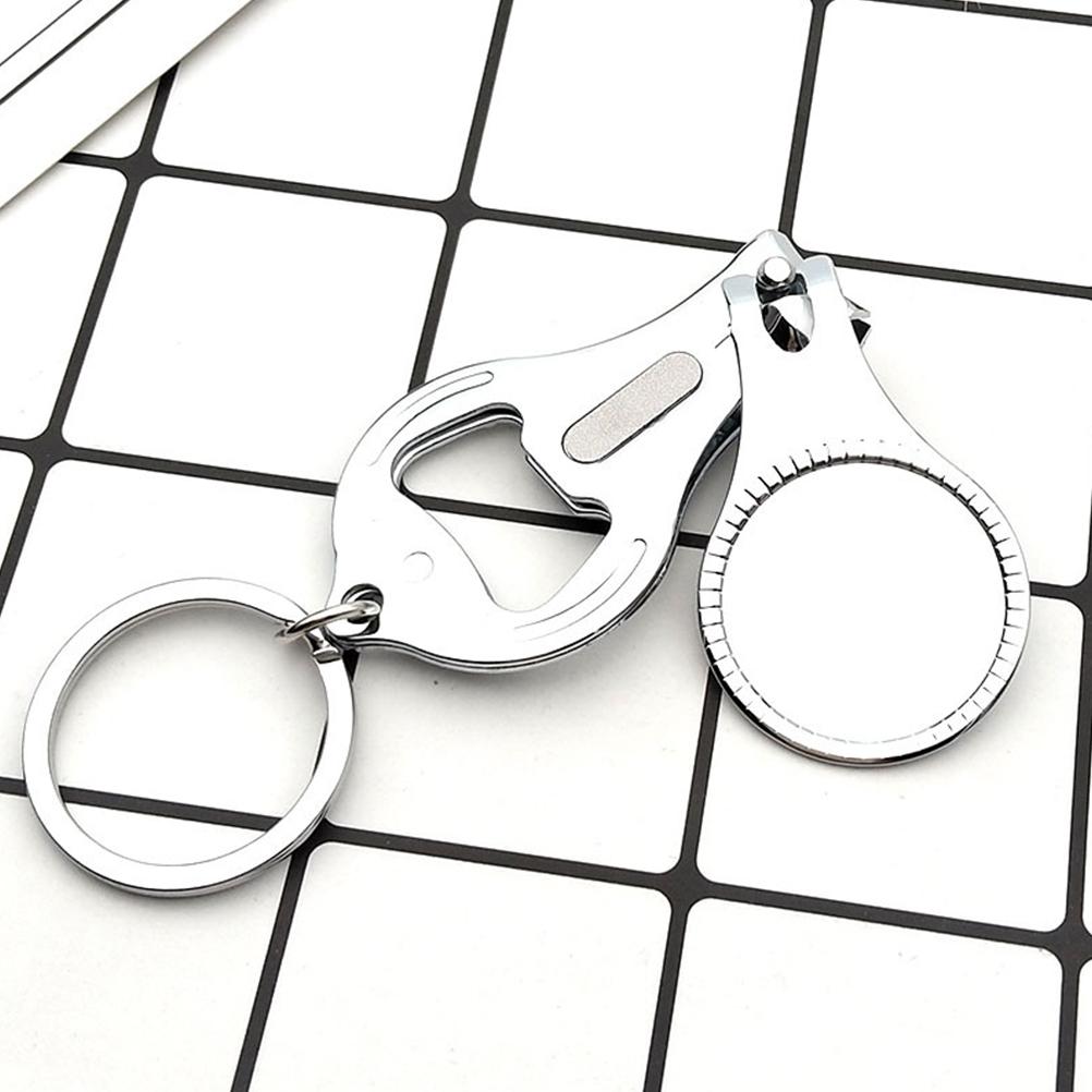 3 In 1 Multifunction Round Bottle Opener Nail Clippers Key Chain