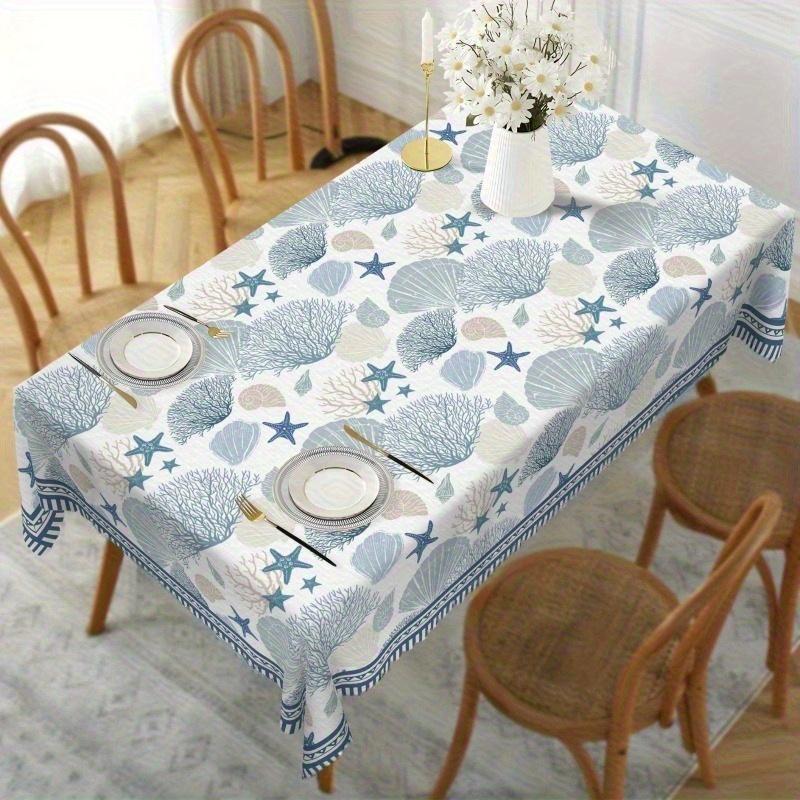 Zomer Oceaan Rechthoekige Tafelkleed voor Tafeldecoratie Blauwe Oceaan Zeesterren Schelpen Koraal Keuken Eettafelkleed Bruiloft Decoratie 140x180cm