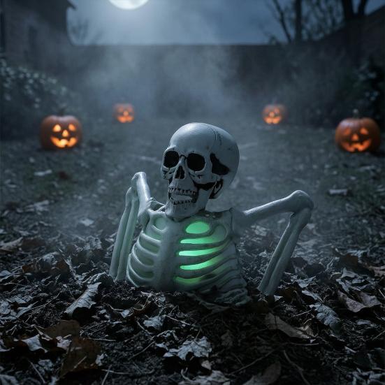 Halloween Skeleton Decoration Haunted House Decor Night with Green Light Yard Art Terror