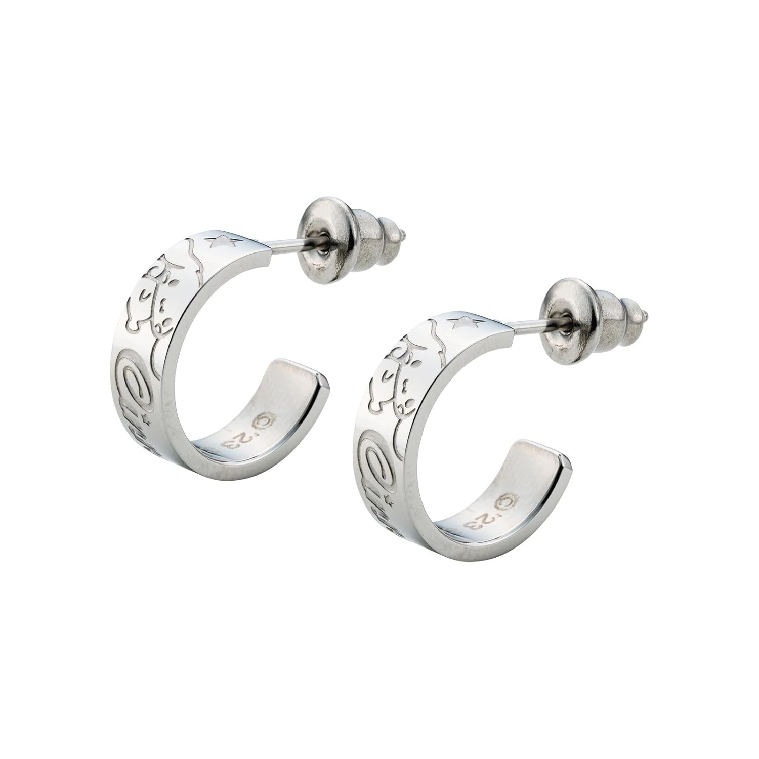

White Clover Cinnamonroll Sanrio Characters Stainless Steel Earrings Half Hoop (2 pieces both ears) SAST-P001SV